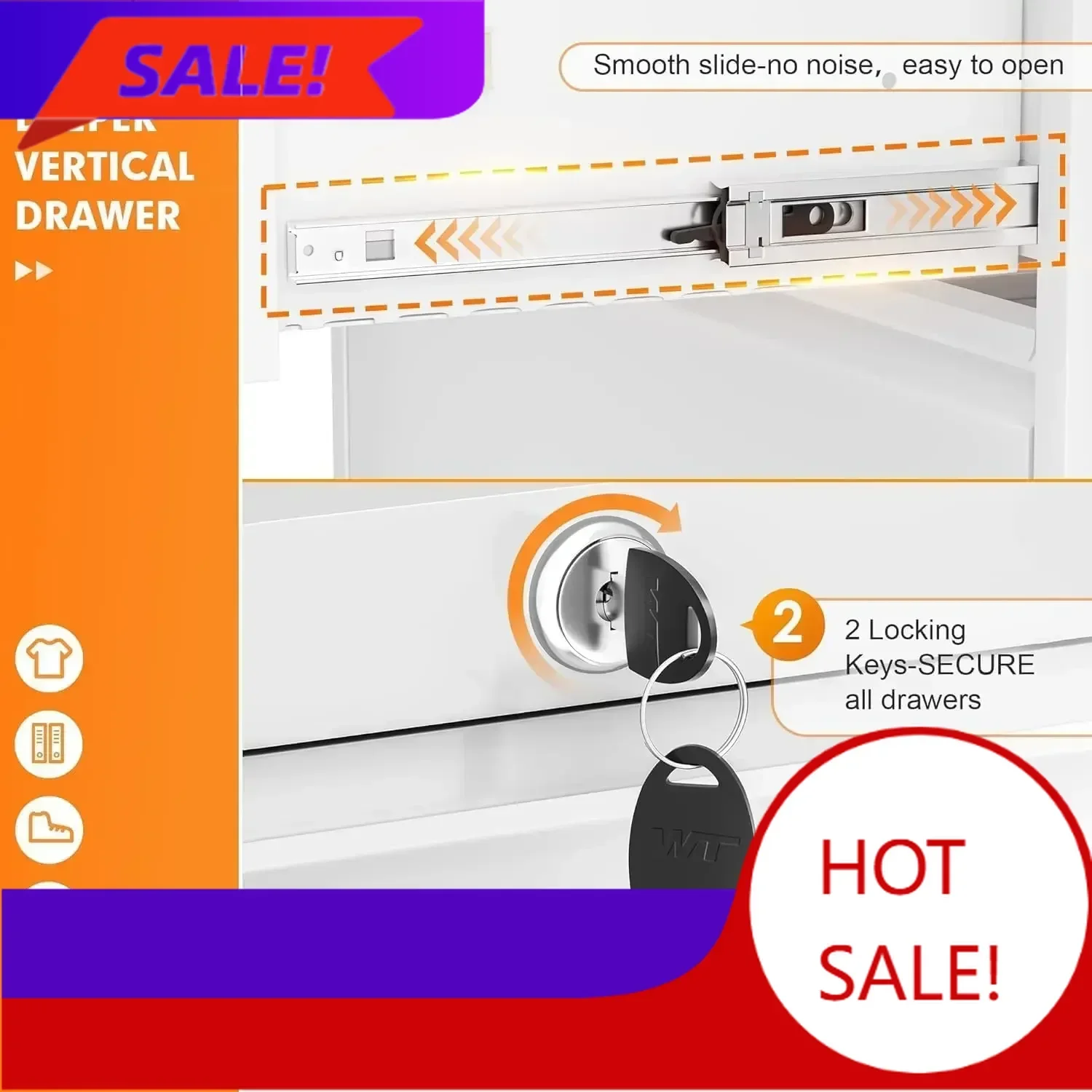 File Cabinet Lateral - Bestseller[XMSJ] Armário de Arquivo Branco com