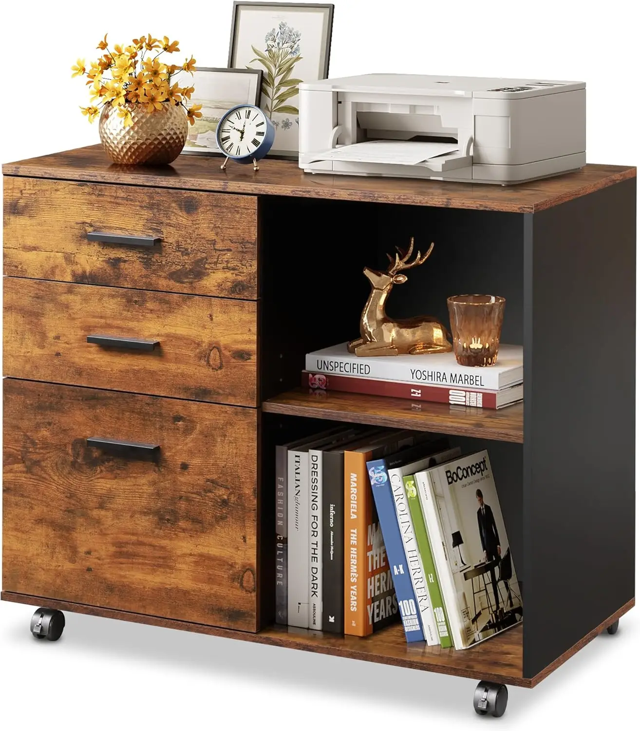 File Cabinet Lateral - Armário de Arquivo Móvel com 3