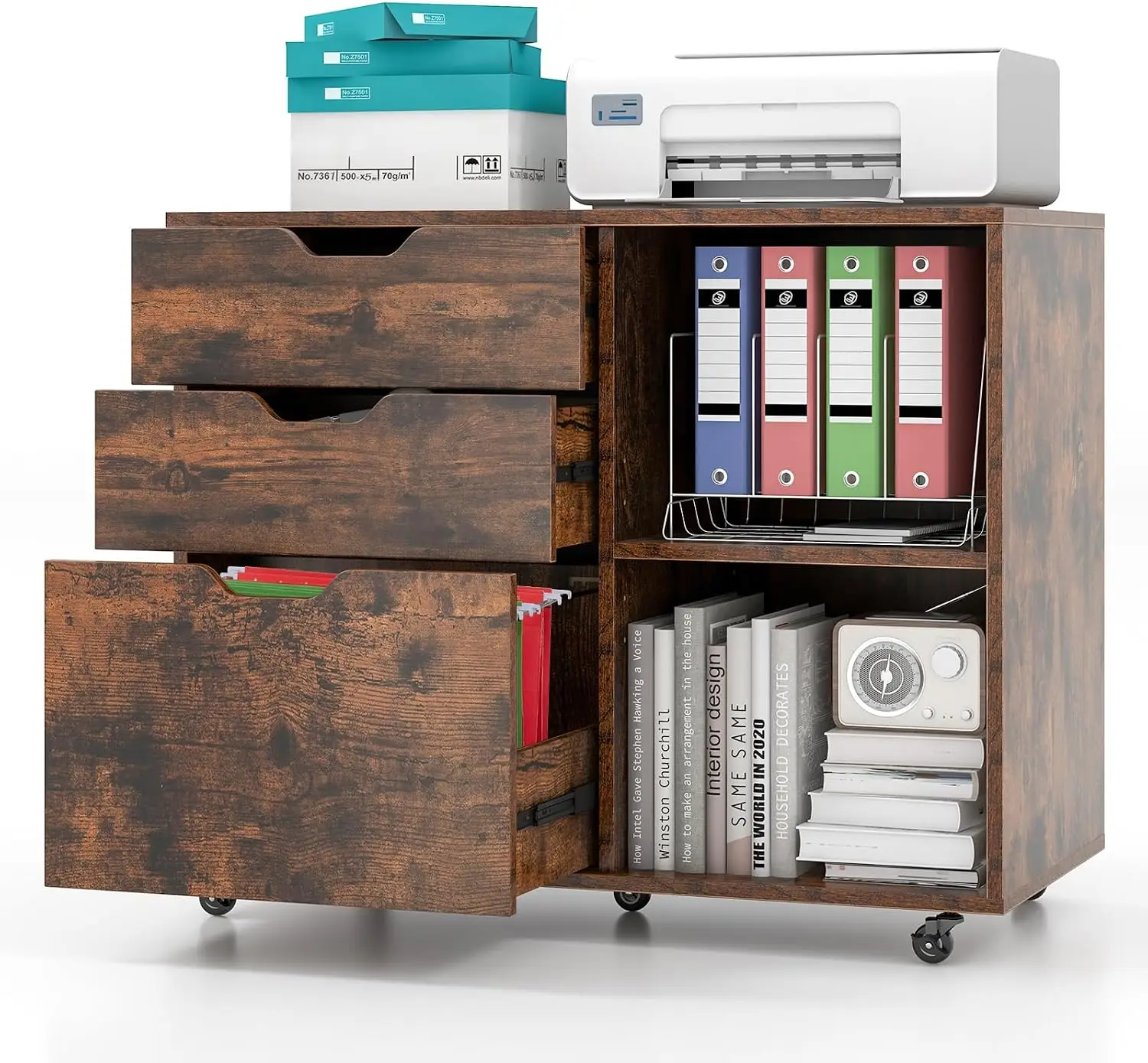 File Cabinet Lateral - Armário de Arquivo com 3 Gavetas,