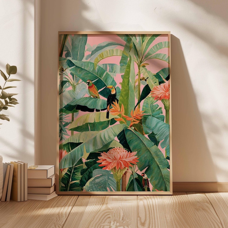 1 pôster retrô tropical em tel - Office Furniture Design avaliação e preço