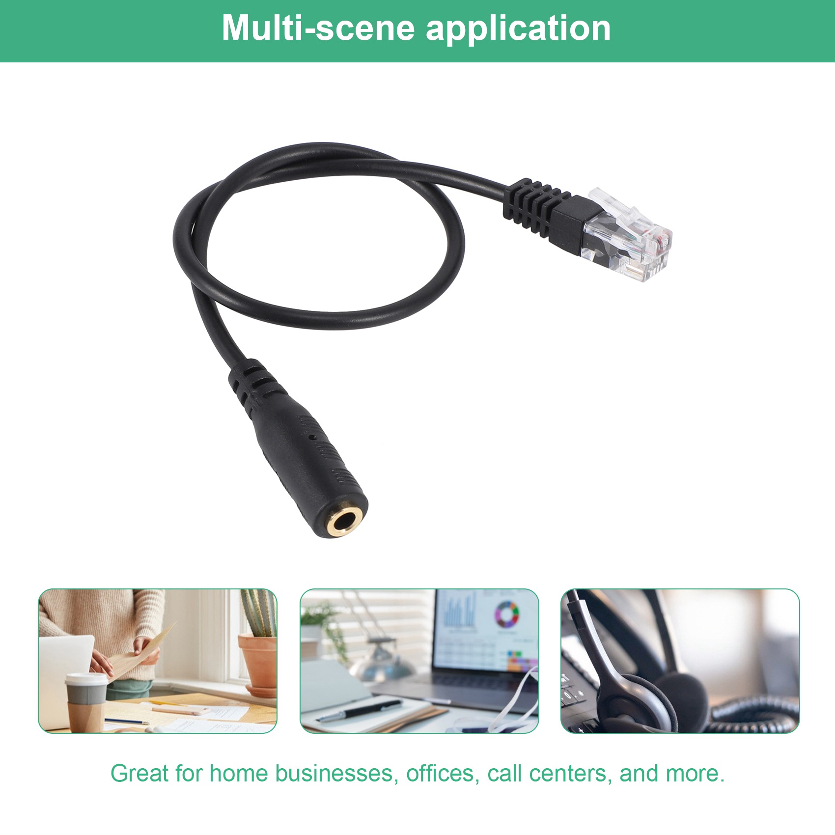 Dec.-3.5mm Plug Jack para RJ9  - Telephone Headset Office avaliação e preço