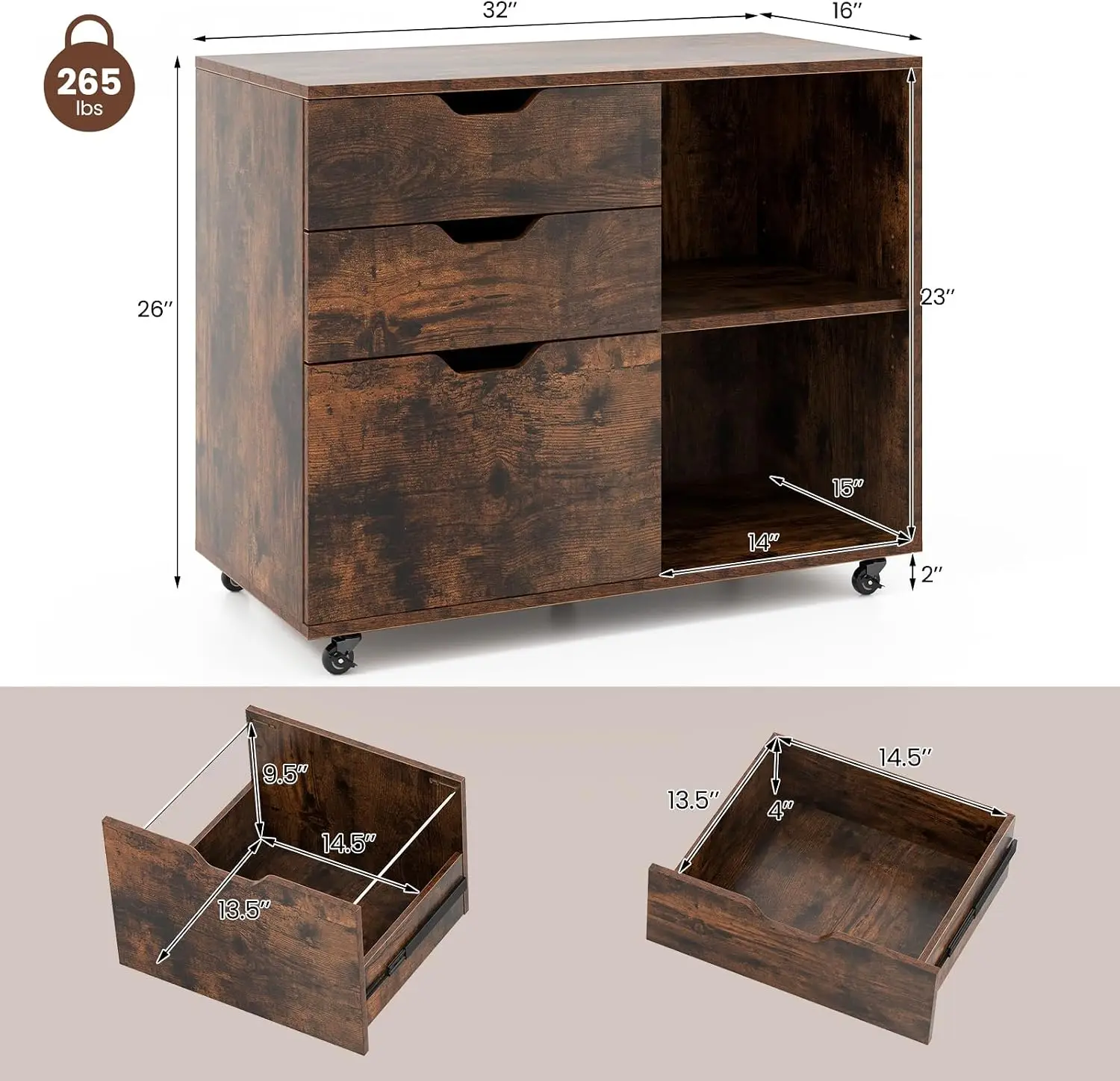 Armário de Arquivo com 3 Gavet - File Cabinet Lateral avaliação e preço